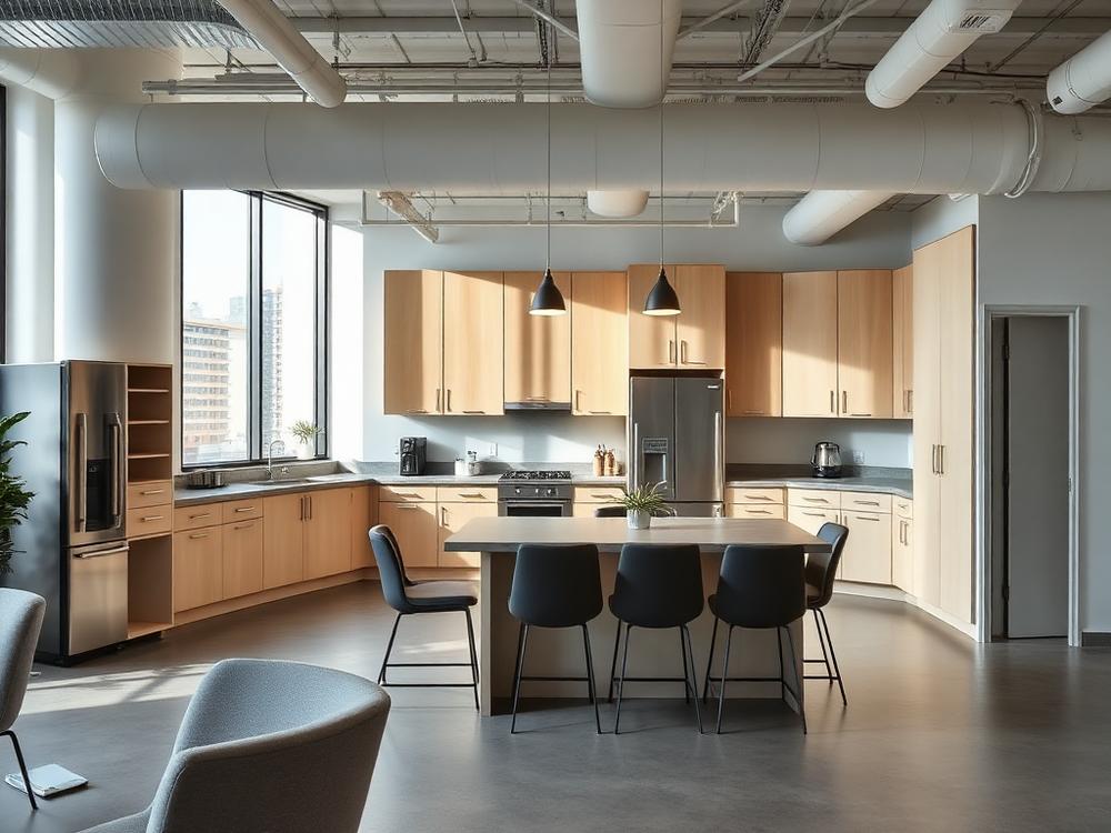 Shared kitchen and break room for tenants of the Atlanta shared office building